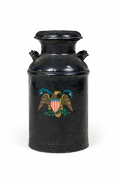 American Country Patriotic Painted Milk Pail with Eagle and American Flags - 4407968