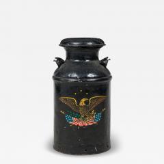 American Country Patriotic Painted Milk Pail with Eagle and American Flags - 4412422