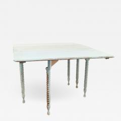 American Country Rustic Blue Painted Drop Leaf Table - 1431595