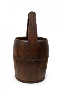 American Country Rustic Wooden Plank and Iron Barrel Basket Umbrella Stand - 4671779
