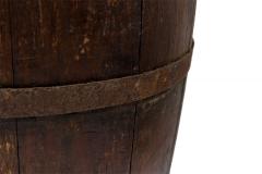 American Country Rustic Wooden Plank and Iron Barrel Basket Umbrella Stand - 4671784