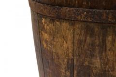 American Country Rustic Wooden Plank and Iron Barrel Basket Umbrella Stand - 4671785