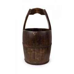 American Country Rustic Wooden Plank and Iron Barrel Basket Umbrella Stand - 4717011