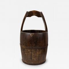 American Country Rustic Wooden Plank and Iron Barrel Basket Umbrella Stand - 4717039