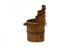American Country Rustic Wooden Plank and Iron Barrel Umbrella Stand - 4672656