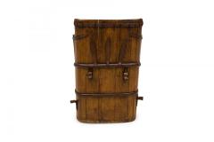 American Country Rustic Wooden Plank and Iron Barrel Umbrella Stand - 4672658