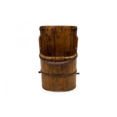 American Country Rustic Wooden Plank and Iron Barrel Umbrella Stand - 4717232