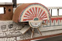 American Country Style Carved Painted Wood Steamboat - 4408229