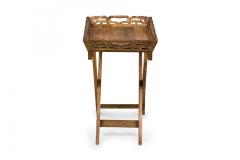 American Country Style Carved Wooden Tray Top Collapsible Table - 4671565