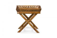 American Country Style Carved Wooden Tray Top Collapsible Table - 4671566