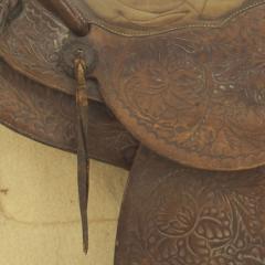 American Country Western Leather Horse Saddle and Blanket - 4660725