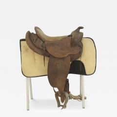 American Country Western Leather Horse Saddle and Blanket - 4690131
