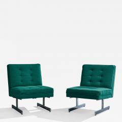 American Designer Lounge Chairs with Fabric and Chrome USA 1970s - 4809652