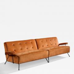 American Designer Sectional Sofa with Iron and Velvet USA 1950s - 4809647