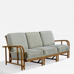 American Designer Sofa with Bamboo and Fabric USA 1970s - 4809650