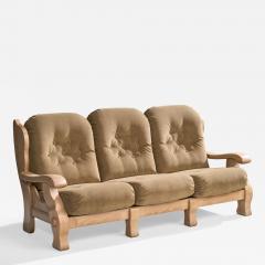 American Designer Sofa with Oak and Velvet USA 1950s - 4798268