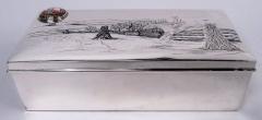 American Edwardian Sterling Silver Fox Hunt Box with Essex Crystal - 4533515