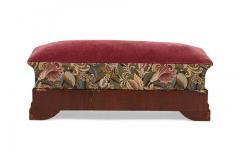 American Empire Long Ottoman with Upholstered Burgundy Velvet and Tapestry Top - 4170159