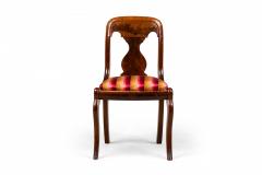 American Empire Style Gold Red Stripe Upholstered Wooden Dining Side Chairs - 4170138