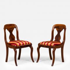 American Empire Style Gold Red Stripe Upholstered Wooden Dining Side Chairs - 4186331