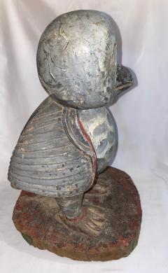 American Folk Art Hand Crafted Wooden Owl Statuette 15 tall - 4793091