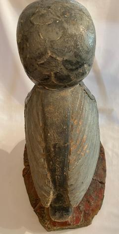 American Folk Art Hand Crafted Wooden Owl Statuette 15 tall - 4793114