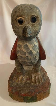 American Folk Art Hand Crafted Wooden Owl Statuette 15 tall - 4793119