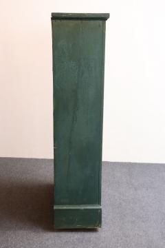 American Folk Art Painted Pine Teal Bookcase on Casters with Removable Shelves - 4365669