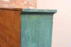 American Folk Art Painted Pine Teal Bookcase on Casters with Removable Shelves - 4365672