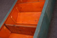 American Folk Art Painted Pine Teal Bookcase on Casters with Removable Shelves - 4365673