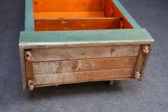 American Folk Art Painted Pine Teal Bookcase on Casters with Removable Shelves - 4365675