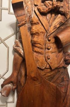 American Folk Art stripped pine wall plaque of a 19th Century musician - 4635533