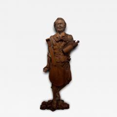 American Folk Art stripped pine wall plaque of a 19th Century musician - 4642252