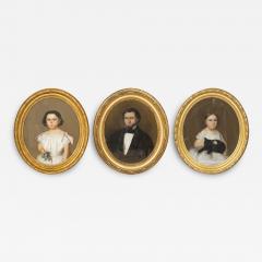 American Framed Pastel Portraits of Asa Porter Morse and Two Daughters - 3917530