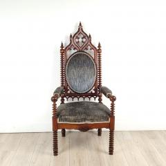 American Gothic Large Armchair circa 1870 - 3687724