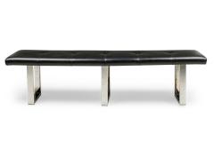 American Mid Century Black Tufted Faux Leather Bench - 4664330