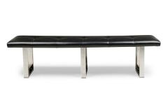 American Mid Century Black Tufted Faux Leather Bench - 4664333