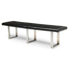 American Mid Century Black Tufted Faux Leather Bench - 4718127