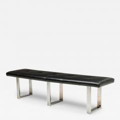 American Mid Century Black Tufted Faux Leather Bench - 4718206