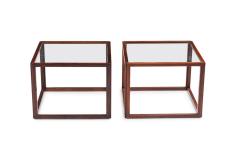 American Mid Century Brazilian Rosewood Open Frame Cube Occasional Tables - 4171490