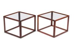 American Mid Century Brazilian Rosewood Open Frame Cube Occasional Tables - 4171491