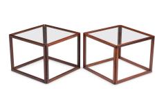 American Mid Century Brazilian Rosewood Open Frame Cube Occasional Tables - 4171493