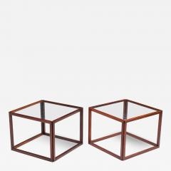American Mid Century Brazilian Rosewood Open Frame Cube Occasional Tables - 4198194