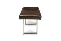 American Mid Century Brown Channel Tufted Leather Bench - 4667766