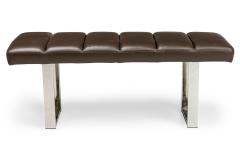 American Mid Century Brown Channel Tufted Leather Bench - 4667768