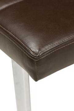 American Mid Century Brown Channel Tufted Leather Bench - 4667771