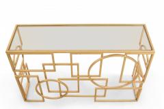 American Mid Century Gilt Metal and Glass Geometric Console Table - 2793543