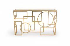 American Mid Century Gilt Metal and Glass Geometric Console Table - 2793545
