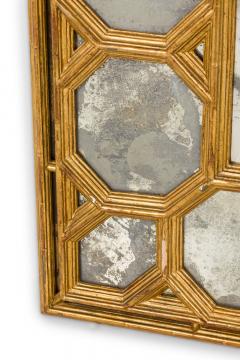 American Mid Century Gilt Wall Mirror with Geometric Frame - 4650191