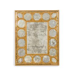 American Mid Century Gilt Wall Mirror with Geometric Frame - 4700096